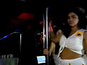 קייפירינייס שובבות רוקדות בעוצמה על העמוד בבית הנדנדה