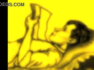 Vintage erotische Illustration mit Anime-Style-Hentai-Cartoon