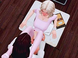 Futanari student forfører og knuller klassekamerat i klasserommet - Sims 4 anime hentai