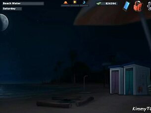 Summertime Saga blonde cheerleader geneukt op het strand door grote pik footballspeler