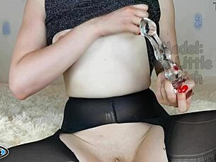 horny teen 18+ stepsister rips pantyhose for webcam orgasm