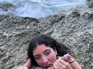 Stranded on a Desert Island Leads to Wet Creampie Encounter with Skinny Stranger in Outdoor Doggystyle Action