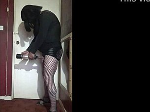 Bisexual crossdresser uses a pump to make him bigger.