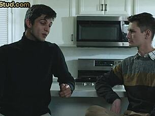 The hairy stud got barebacked in a foot fetish threesome with twinks