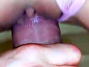 Japanese In Panties Rubs Cock With Her Pussy