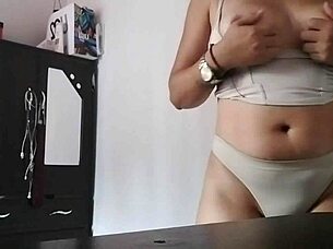 Latina milf shows huge pussy and big tits in homemade story
