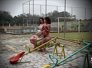 I had delicious sex with my friend lis xxx in the playground middle.