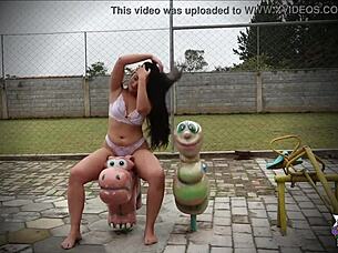 I had delicious sex with my friend lis xxx in the playground middle.