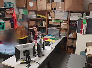 Hot Teen Thief Punished by Security Guard in Garage.