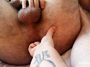 Almond submits to Stephen's big cock on moving day, fingering her hairy ass with anal toys