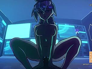 this 2d anime has her riding cowgirl in hentai fashion