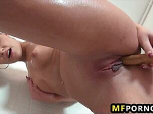 Hot Blonde's Passionate Solo Play in the Shower