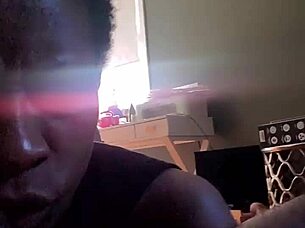 Ebony babe licks ass and deepthroats big cock