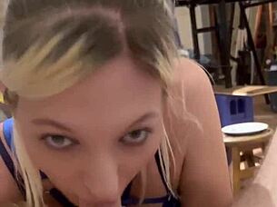 Blonde MILF Kneels For Sloppy Deepthroat POV