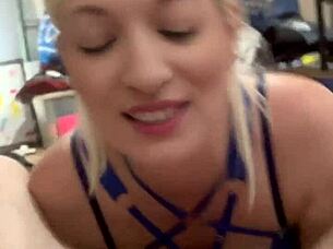 Blonde MILF Kneels For Sloppy Deepthroat POV