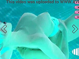 Futanari Shemale Fucks Pussy by Pool