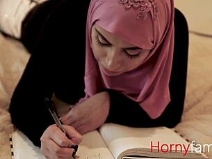 Muslim Babe Ella Knox Fucks Her White Stepdaddy Hard.