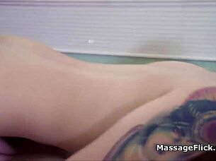 Interracial threesome pussy massage at the spa