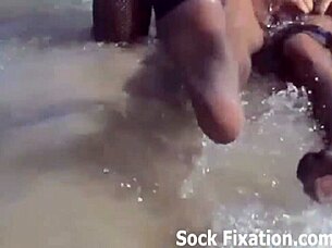 join this sexy wet pantyhose orgy with footjobs and jerking off 😍