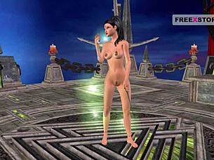 An 3d animated cartoon video of an indian bhabhi in various positions