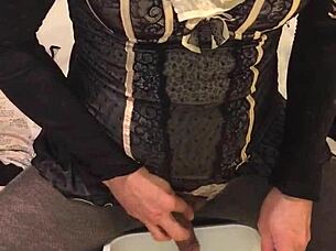 Old drunk engages in golden piss activity