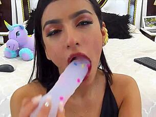 perfect model gives blowjob on webcam