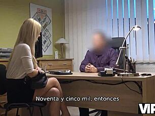 Damn! Watch this blonde get banged doggystyle in the office during a wild interview!