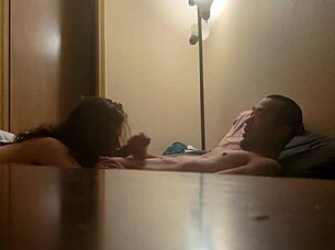 Amateur couple engages in blowjob and riding