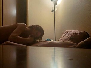 Amateur couple engages in blowjob and riding