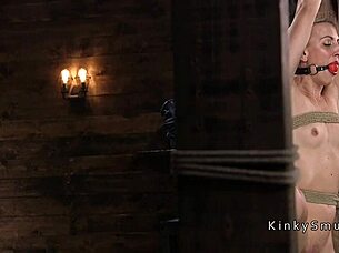 Extreme Bondage and Vibrator Punishment for Blonde Slave