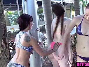 Naughty Bisexual Teen 18+ Bffs With Small Tits And Tattoos Give Blowjobs Before Riding Big Cocks