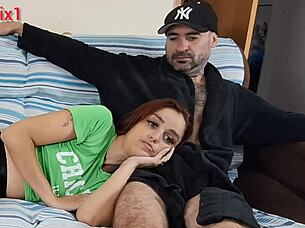 My stepsister visits and rests leaning on me for taboo fucking!