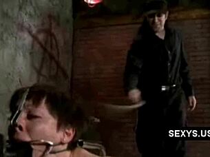 extreme sex with bound tits and dildo