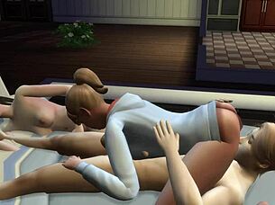 Hidden blowjob leads to wild threesome with monster alien