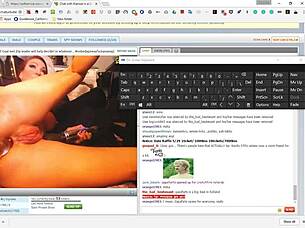 she plays with a huge dildo that has tits attached, feeling every inch