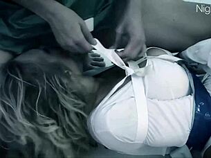 Sluts get mouth and pussy filled by huge cocks in bdsm orgy