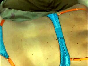 french amateur in leather pants satin lingerie bra thong garter belt heels stockings exhibitionism pov