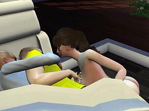 隠れたフェラチオがモンスターエイリアンとの激しい3Pに発展