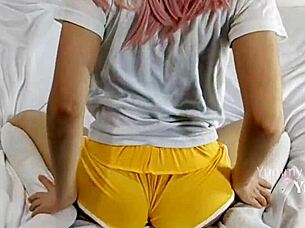 My classmate helps me with physical education exercises