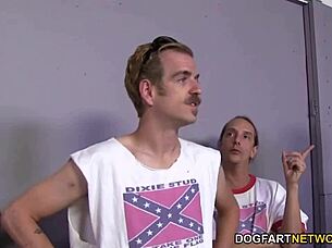 gangbang and dp with tatiyana foxx, ebony pornstar in hardcore interracial orgy 😈💦