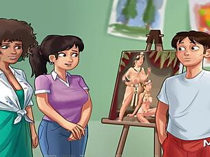 Headmistress receives an erotic blowjob in Summertime Saga