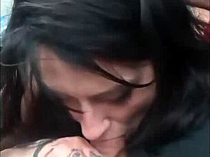 feeling the intense thrill of deepthroat blowjob on the open road, hearts pounding in public ecstasy