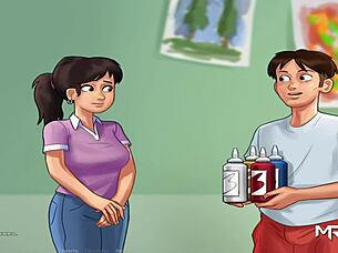 Ředitelka dostává erotický blowjob v Summertime Saga