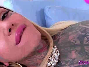 Horny tattooed tranny uses toys for intense self-satisfaction!