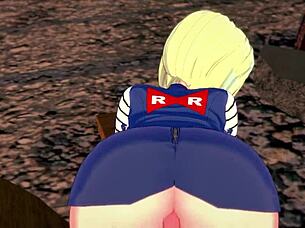 Android 18 sucks and fucks in POV