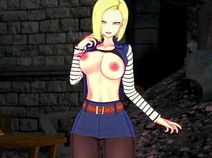 Android 18 sucks and fucks in POV