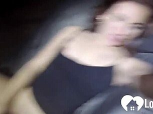 Hot stepsister in knee socks teases with dildo masturbation