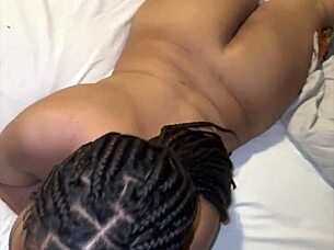 she keeps sucking my monster cock after cumshot, pov with big tits