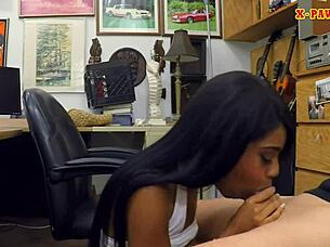 Ebony Babe with Huge Tits in Pawn Shop Encounter