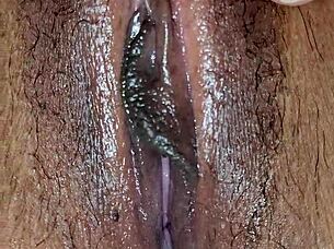 Up close view of wet pussy during intense fucking scene
